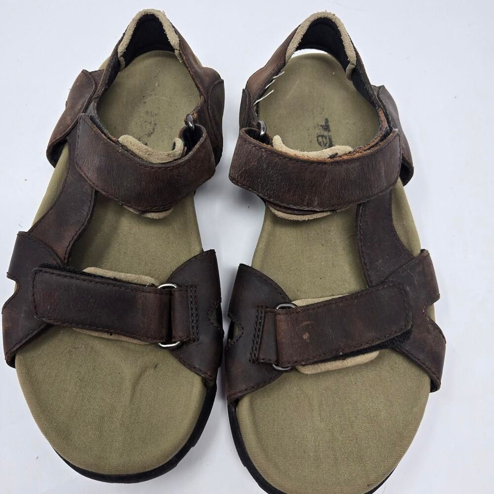 Teva Sandals Mens 8 Hiking Sport Brown Leather Hook & Loop Comfort Flats SN 6596